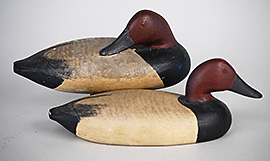 Pair of miniature canvasbacks from the Delaware River, possibly Frank Sidebotham, ca. 1950. 