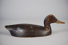 Hollow black duck by William or Jimmy Clark of Toronto, Canada. Wonderful surface patina. 