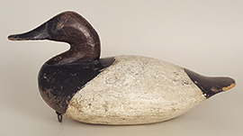 Canvasback by Scott Jackson of Charlestown, Maryland, ca. 1880. Branded "JH" under the tail, it's from the John Hanson rig.