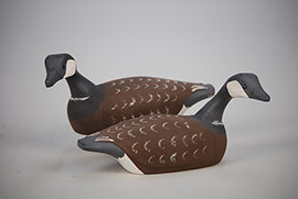 Pair of miniature Canada geese by Julian Hamilton Jr. of Beaufort, North Carolina. 