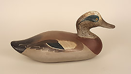 Decorative "Christmas duck" wigeon by Madison Mitchell of Havre de Grace, Maryland, ca. 1950s.
