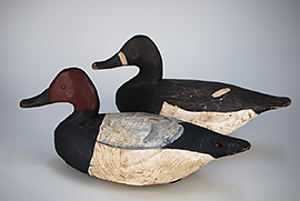 Pair of canvasbacks by Miles Hancock of Chincoteague, Virginia in terrific original paint.