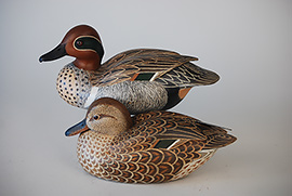 Pair of green-winged teal by John McLoughlin of Bordentown, New Jersey:
