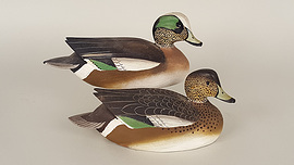 Pair of miniature wigeon by the Ward Brothers of Crisfield, Maryland, signed but not dated