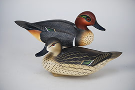 Pair of green-winged teal by Charlie Joiner of Chestertown, Maryland, signed and dated 1976. 