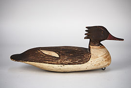 Red-breasted merganser hen by Doug Jester of Chincoteague, Virginia. Never rigged. Purchased directly from Jester in 1942 and marked accordingly.