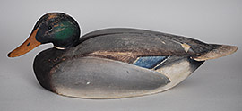 Balsa-bodied mallard by the Ward brothers of Crisfield, Maryland, 1940s, never rigged.