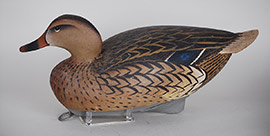 Balsa-bodied mallard hen by the Ward brothers of Crisfield, Maryland, 1940s, never rigged.