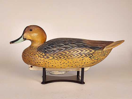 Excellent pair of balsa-bodied pintails signed and dated by the Ward brothers of Crisfield, MD. Terrific paint patterns and absolutely no repairs.